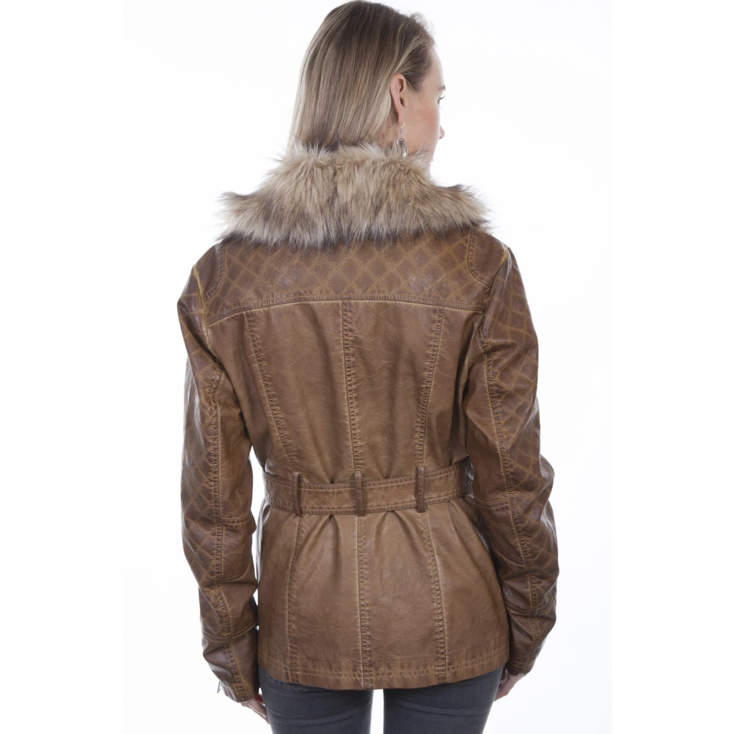 Scully Ladies Brown Faux Fur Trim Jacket 8029-BRN 2 Scully Ladies Brown Faux Fur Trim Jacket 8029-BRN - Image 2