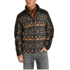 Powder River Outfitters Men's Black Aztec Softshell Jacket 92-1049-01