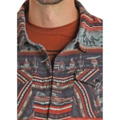 Rock & Roll Cowboy Men's Aztec Western Jacquard Shirt Jacket 92-1113 -Ariat Style 92 1113 B