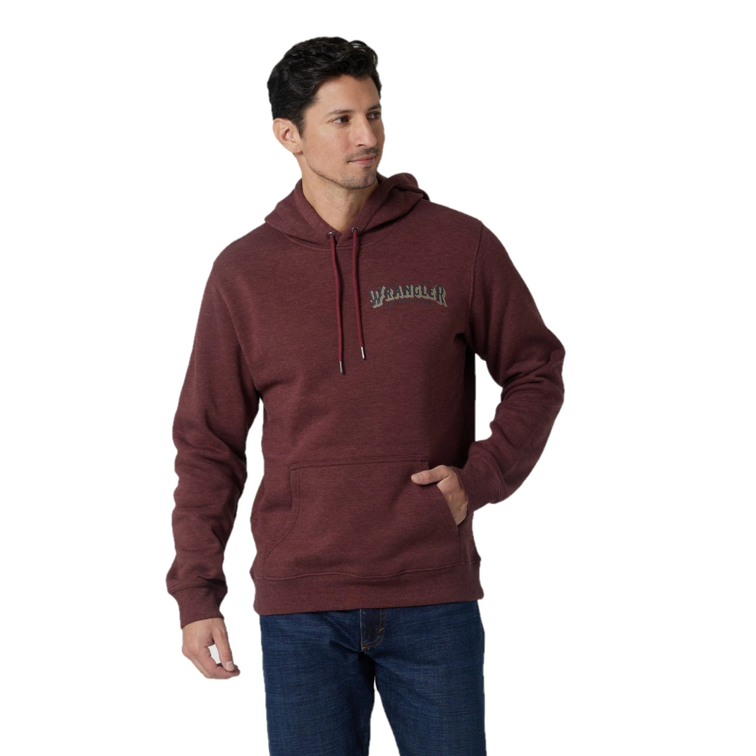 Wrangler® Men's MH Burgundy Heather Pullover Hoodie 112319257 2 Wrangler® Men's MH Burgundy Heather Pullover Hoodie 112319257 - Image 2