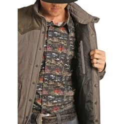 Rock & Roll Cowboy Men's Performance Nylon & Corduroy Grey Vest 98-1109 -Ariat Style 98 1109 B
