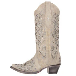 Corral Boots Corral Ladies Martina White Glitter Inlay Crystals Wedding Boots A3322 -Ariat Style A3322 1