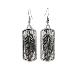 Montana Silversmiths Ladies Feather Imprint Attitude Silver Earrings AER5220