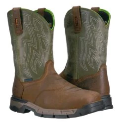 Ariat® Men's Rebar Flex Western H2O Rye Brown & Green Boots 10021485 -Ariat Style Ariat 10021485 1