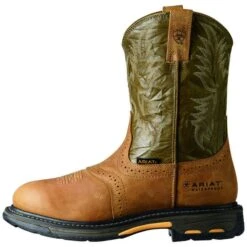Ariat Men's WorkHog Pull-On H2O Boots Aged Bark Army Green 10008633 -Ariat Style Ariat 2