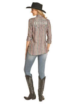 Rock & Roll Cowgirl Ladies Stripe Button Down Long Sleeve Shirt B4B4505 -Ariat Style B4B4505