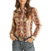 Rock & Roll Cowgirl® Ladies Aztec Print Long Sleeve Snap Shirt B4S3304