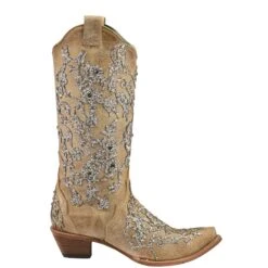Corral Boots Corral Ladies Scarlett Bone Glitter Overlay Embroidery & Crystals Boots C3356 -Ariat Style C3356 2