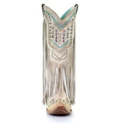 Corral Boots Corral Ladies Bone Multicolor Crystal And Fringe Snip Toe Boots C3424 -Ariat Style C3424 4