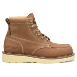 Carolina Men's AMP Tan 6" Waterproof Moc Toe Wedge Work Boots CA7041 10 Carolina Men's AMP Tan 6" Waterproof Moc Toe Wedge Work Boots CA7041 -Ariat Style CA7041 Profile