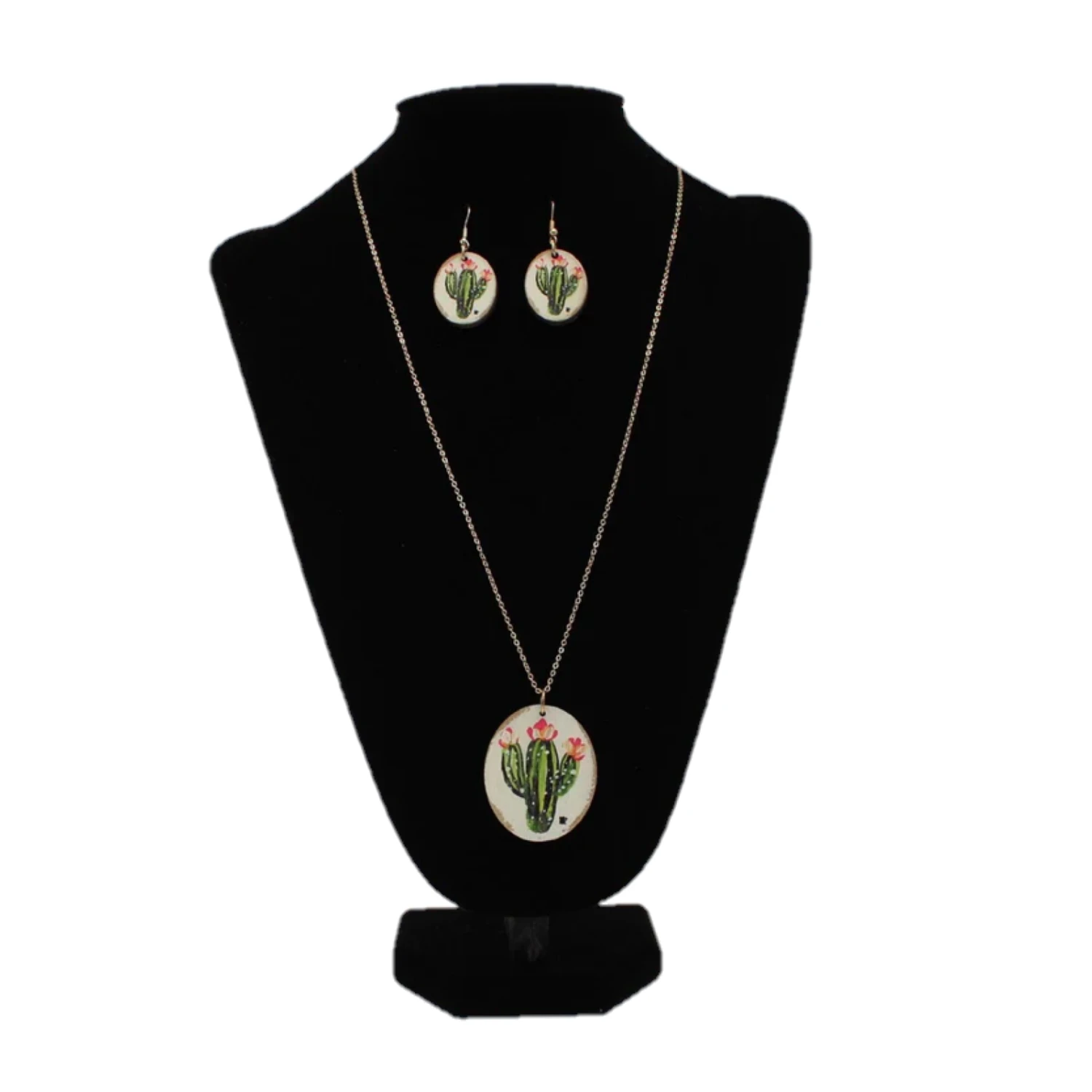 M&F® Ladies Wood Blooming Cactus Gold Jewelry Set D4500103 1 M&F® Ladies Wood Blooming Cactus Gold Jewelry Set D4500103