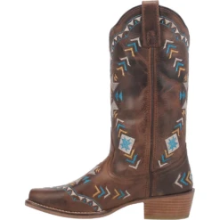 Dingo® Ladies Embroidered Brown Leather Square Toe Boot DI725-BN -Ariat Style DI725 BN 2