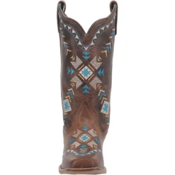 Dingo® Ladies Embroidered Brown Leather Square Toe Boot DI725-BN -Ariat Style DI725 BN 4
