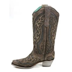 Corral Boots Corral Ladies Brown Grey Inlay & Studs Snip Toe Boots E1569 -Ariat Style E1569 2
