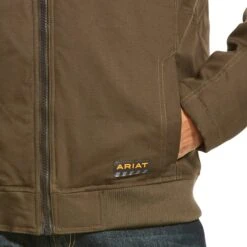 Ariat® Men's Rebar DuraCanvas Wren Brown Hooded Jacket 10027842 5 Ariat® Men's Rebar DuraCanvas Wren Brown Hooded Jacket 10027842 -Ariat Style F19 MNS WORK 10027842 detail03