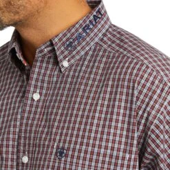 Ariat® Men's Pro Series Team Long Sleeve Red Button Up Shirt 10037063 -Ariat Style F21 MNS WEST 10037063 detail01