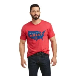 Ariat Men's Home Of The Brave SS Red Heather T-Shirt 10037835