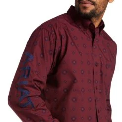 Ariat® Men's Team Wade Pomegranate Button Down Shirt 10038086 6 Ariat® Men's Team Wade Pomegranate Button Down Shirt 10038086 -Ariat Style F21 MNS WEST 10038086 detail01