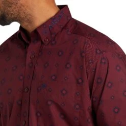 Ariat® Men's Team Wade Pomegranate Button Down Shirt 10038086 7 Ariat® Men's Team Wade Pomegranate Button Down Shirt 10038086 -Ariat Style F21 MNS WEST 10038086 detail02