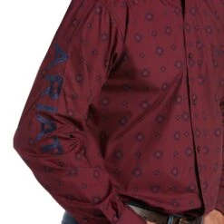 Ariat® Men's Team Wade Pomegranate Button Down Shirt 10038090 -Ariat Style F21 MNS WEST 10038090 detail02