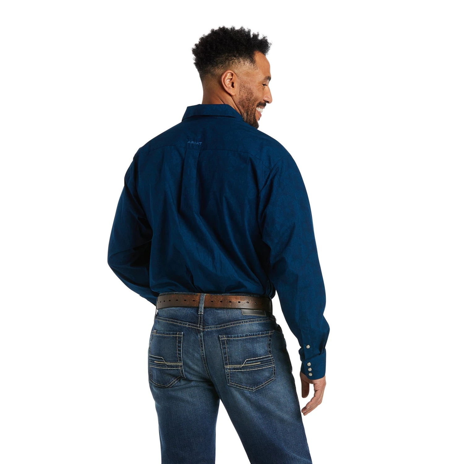 Ariat® Men's Trey Classic Snap Long Sleeve Berlin Blue Shirt 10038211 2 Ariat® Men's Trey Classic Snap Long Sleeve Berlin Blue Shirt 10038211 - Image 2