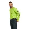 Ariat Men's Rebar Workman Logo Lime Long Sleeve Tee Shirt 10037406