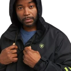 Ariat® Men's Rebar Stormshell Logo Waterproof Black Jacket 10037607 -Ariat Style F21 MNS WORK 10037607 detail02