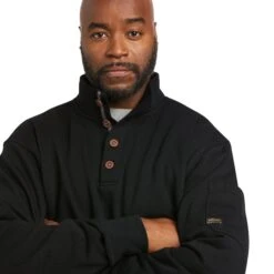 Ariat® Men's Rebar Overtime Black Fleece Sweater 10037652 -Ariat Style F21 MNS WORK 10037652 detail04