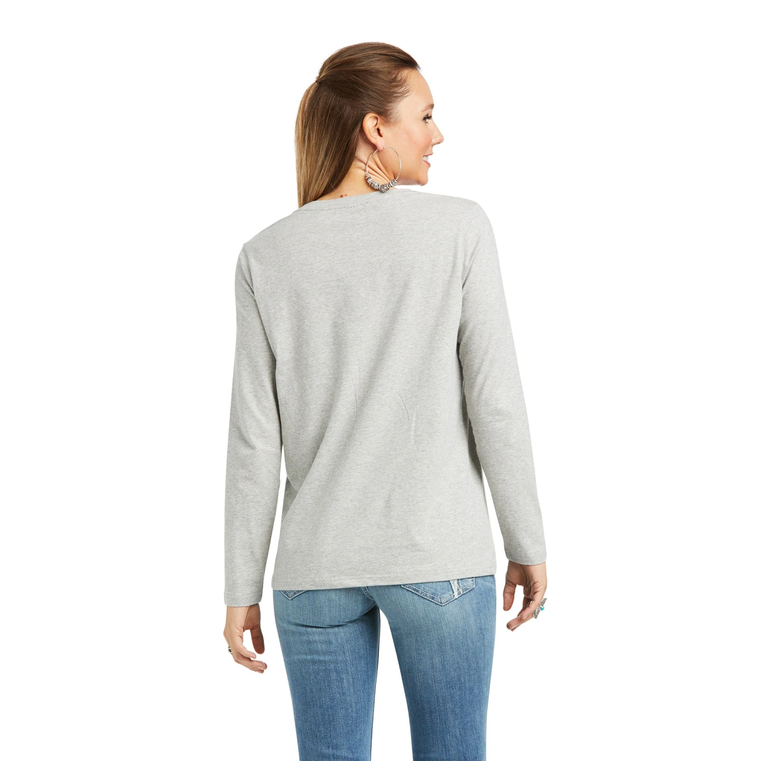 Ariat® Ladies Real Logo Long Sleeve Flourish Grey T-Shirt 10036962 2 Ariat® Ladies Real Logo Long Sleeve Flourish Grey T-Shirt 10036962 - Image 2