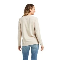 Ariat® Ladies REAL Logo Flourish LS Heather Oatmeal T-Shirt 10036965 -Ariat Style F21 WMS WEST 10036965 back