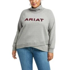Ariat Ladies REAL Crossover Heather Gray Sweatshirt 10037572 -Ariat Style F21 WMS WEST 10037572 front plus