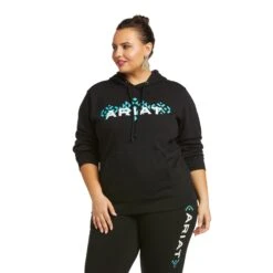 Ariat® Women's REAL™ Black Chest Logo Hoodie 10037576 6 Ariat® Women's REAL™ Black Chest Logo Hoodie 10037576 -Ariat Style F21 WMS WEST 10037576 front plus