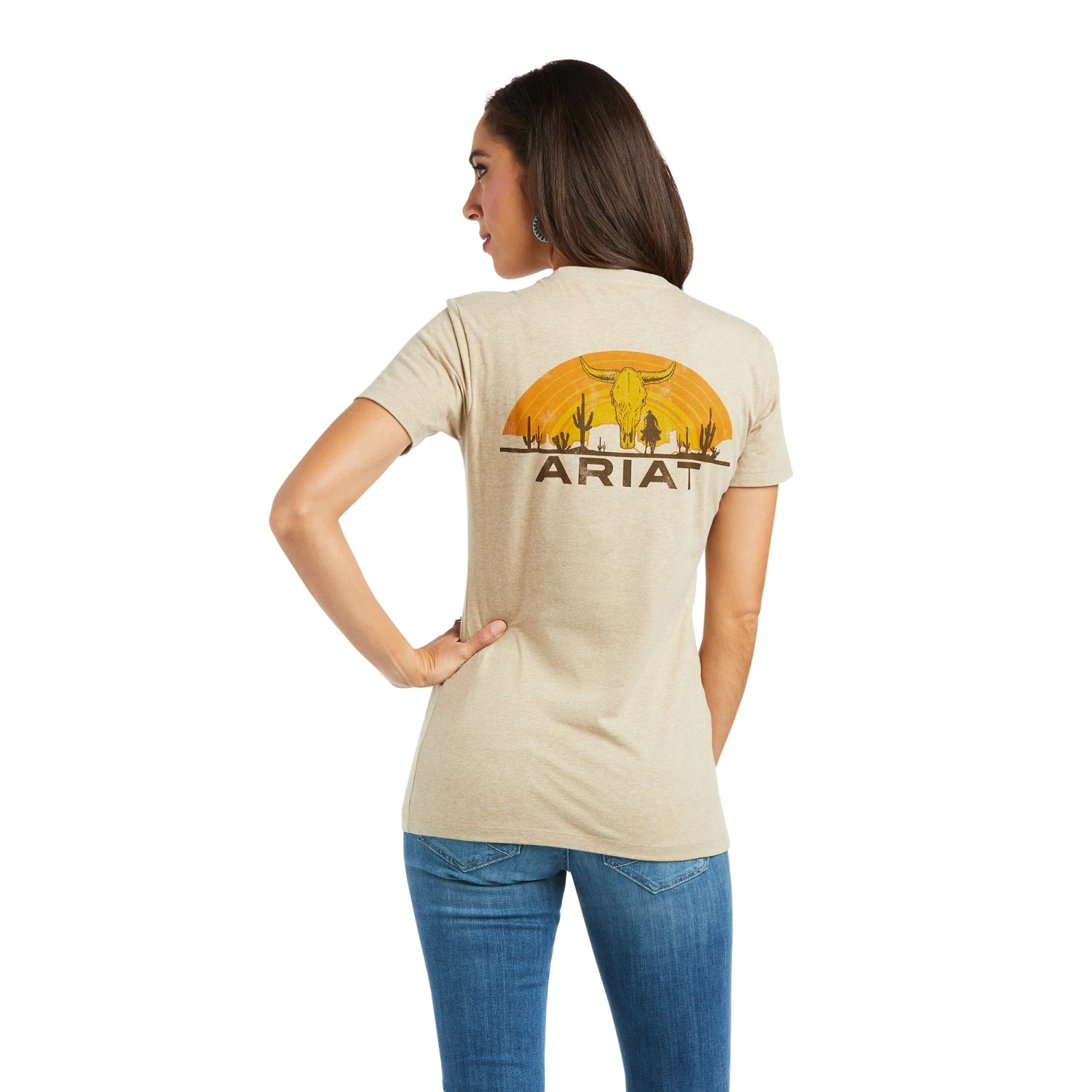 Ariat® Ladies Rising Sun Oatmeal Heather T-Shirt 10037797 2 Ariat® Ladies Rising Sun Oatmeal Heather T-Shirt 10037797 - Image 2