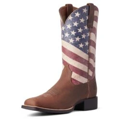 Ariat Ladies Round Up Patriot Stars & Stripes Western Boots 10038397 -Ariat Style F21 WMS WEST 10038397 3 4 front