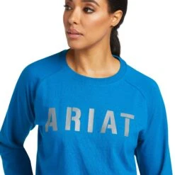Ariat® Ladies Rebar CottonStrong™ Mykonos Blue T-Shirt 10037434 7 Ariat® Ladies Rebar CottonStrong™ Mykonos Blue T-Shirt 10037434 -Ariat Style F21 WMS WORK 10037434 detail01