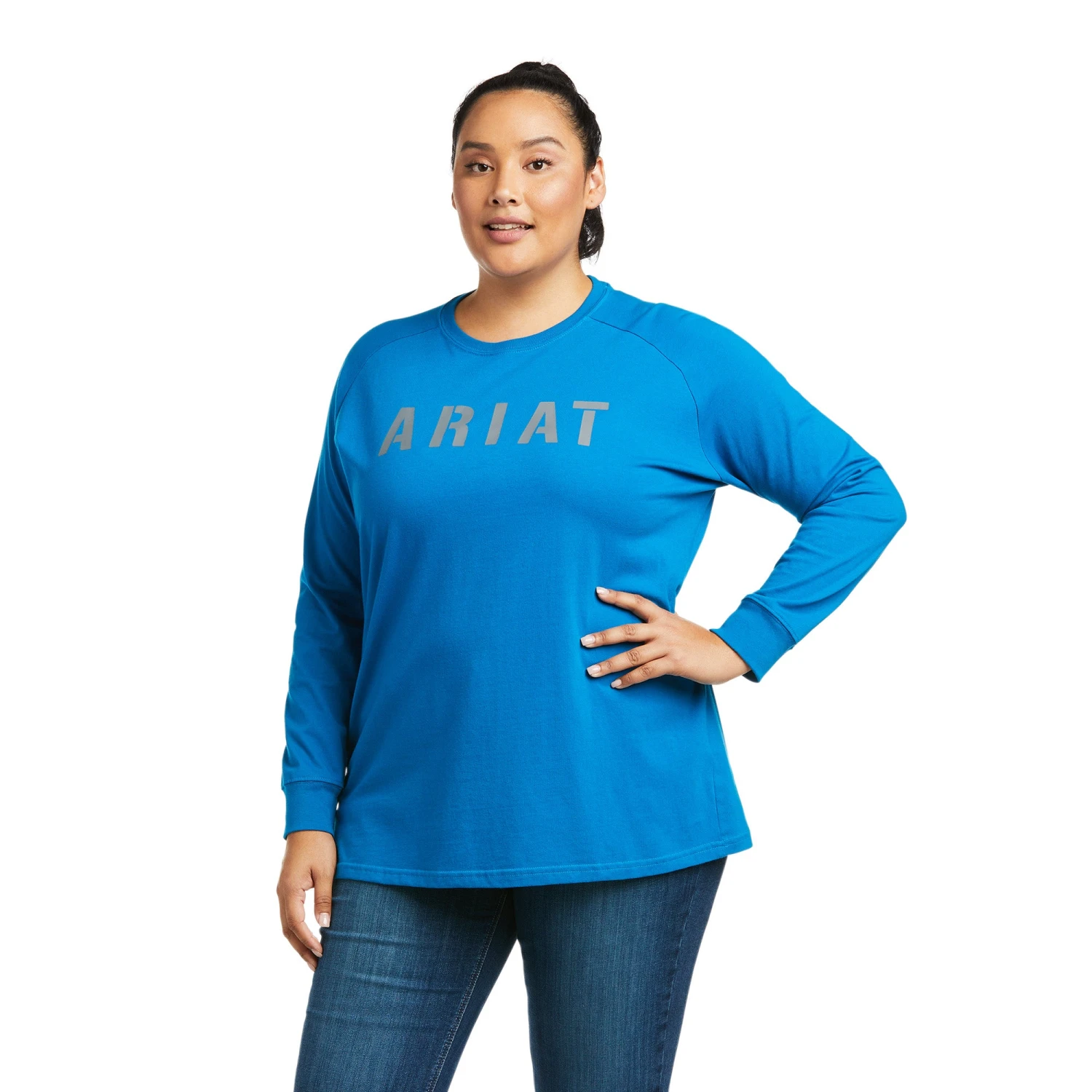 Ariat® Ladies Rebar CottonStrong™ Mykonos Blue T-Shirt 10037434 1 Ariat® Ladies Rebar CottonStrong™ Mykonos Blue T-Shirt 10037434
