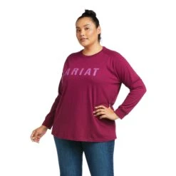Ariat® Women's Rebar CottonStrong™ Purple Long Sleeve T-Shirt 10037435 -Ariat Style F21 WMS WORK 10037435 front plus