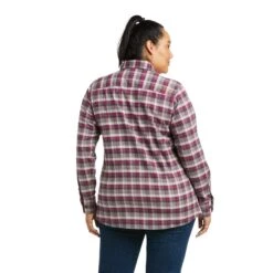 Ariat® Ladies Rebar DuraStretch™ Flannel Plaid Work Shirt 10037475 -Ariat Style F21 WMS WORK 10037475 back plus