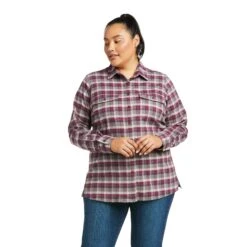Ariat® Ladies Rebar DuraStretch™ Flannel Plaid Work Shirt 10037475 -Ariat Style F21 WMS WORK 10037475 front plus