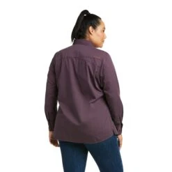 Ariat Women's Rebar Washed Twill Plum Perfect Work Shirt 10037591 -Ariat Style F21 WMS WORK 10037591 back plus