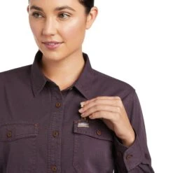 Ariat Women's Rebar Washed Twill Plum Perfect Work Shirt 10037591 -Ariat Style F21 WMS WORK 10037591 detail01