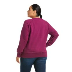 Ariat Ladies Rebar Workman Washed Fleece Purple Sweatshirt 10037604 -Ariat Style F21 WMS WORK 10037604 back plus