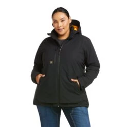 Ariat Ladies Rebar Storm Fighter 2.0 Black Insulated Jacket 10037606 -Ariat Style F21 WMS WORK 10037606 front plus 1