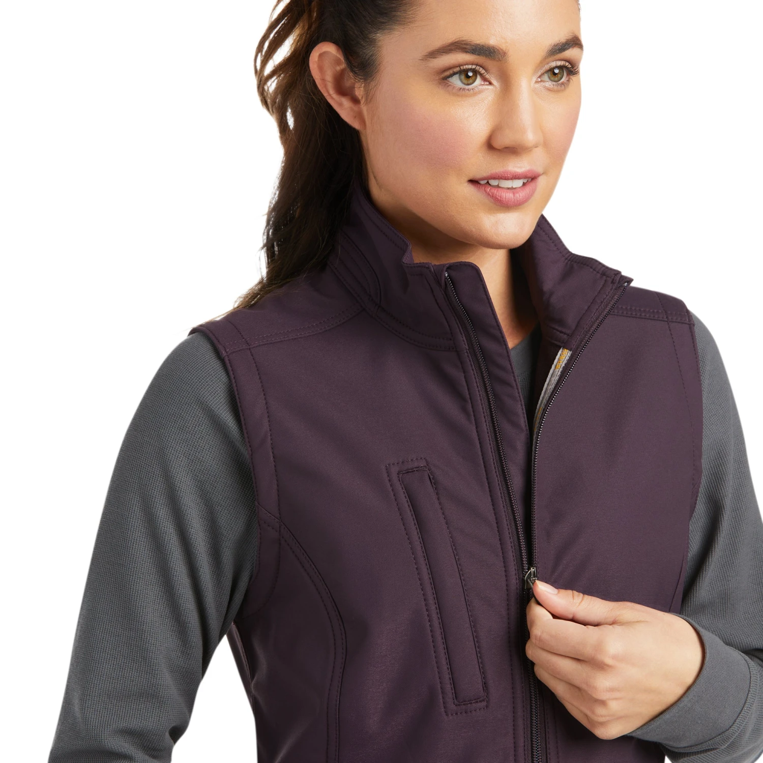 Ariat® Women's Rebar Stretch Plum Perfect Softshell Vest 10037625 3 Ariat® Women's Rebar Stretch Plum Perfect Softshell Vest 10037625 - Image 3