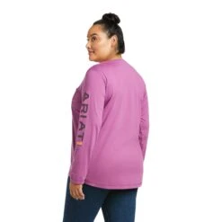 Ariat® Ladies Rebar Workman Logo Amethyst Long Sleeve T-Shirt 10037656 -Ariat Style F21 WMS WORK 10037656 back plus