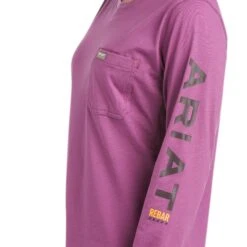 Ariat® Ladies Rebar Workman Logo Amethyst Long Sleeve T-Shirt 10037656 -Ariat Style F21 WMS WORK 10037656 detail01 1