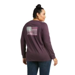 Ariat® Women's Rebar CottonStrong™ Plum Perfect Flag T-Shirt 10037702 -Ariat Style F21 WMS WORK 10037702 back plus 1 bcf7ffe9 9224 4a67 920d be5d99e29caf