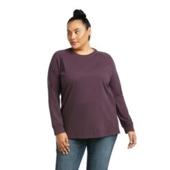Ariat® Women's Rebar CottonStrong™ Plum Perfect Flag T-Shirt 10037702 -Ariat Style F21 WMS WORK 10037702 front plus cd85e74d 44ea 4dab 9ac6 97f4a5a3839b