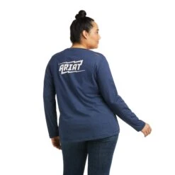 Ariat Women's Rebar Workman High Voltage Navy T-Shirt 10037706 -Ariat Style F21 WMS WORK 10037706 back plus