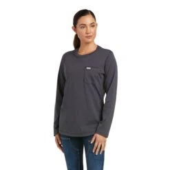 Ariat Women's Rebar Workman High Voltage Grey T-Shirt 10037707 -Ariat Style F21 WMS WORK 10037707 front 1 ec0eb1d0 0bab 4f89 904d 95069c9dbb2e